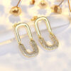 Wholesale Double U Full Diamond Copper Earrings