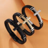 Wholesale Cross Mens Leather Alloy Bracelet