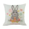 Wholesale Easter Truck Egg Bunny Print Linen Throw Pillow Cover