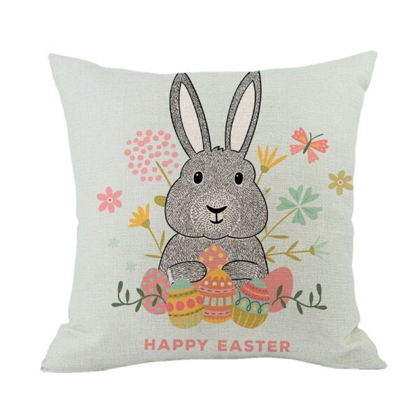Wholesale Easter Truck Egg Bunny Print Linen Throw Pillow Cover