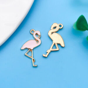 1 piece 16x26mm oil dripping pink flamingo-11883-1.3g