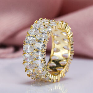 Wholesale White Diamond Zircon Gold Plated Copper Rings