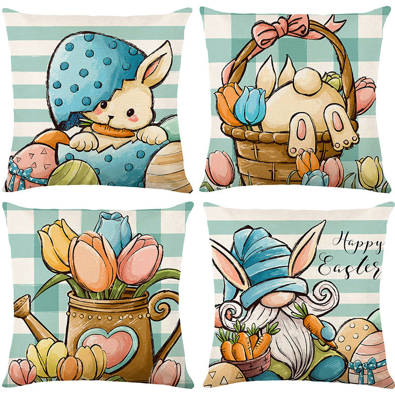 Wholesale lyester Festival Cute Rabbit Print Pillow Cover