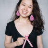 Wholesale Pink Ribbon Leather Earrings