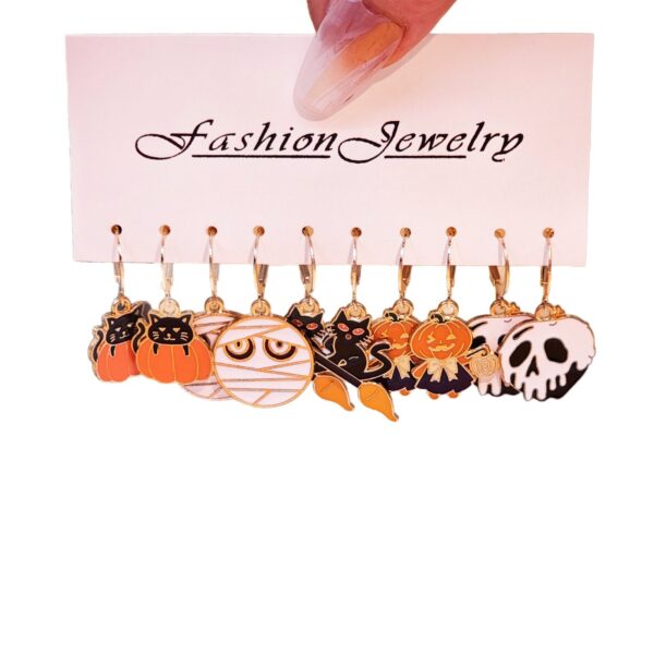 Wholesale Fashion Halloween Pumpkin Black Cat Pendant Earrings Set