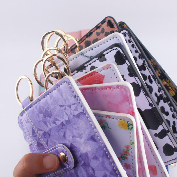 Wholesale Color Solid Color ID Case PU Leather Card Holder Keychain Coin Purse