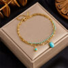 Wholesale Vintage Boho Oval Turquoise Titanium Steel Bracelet