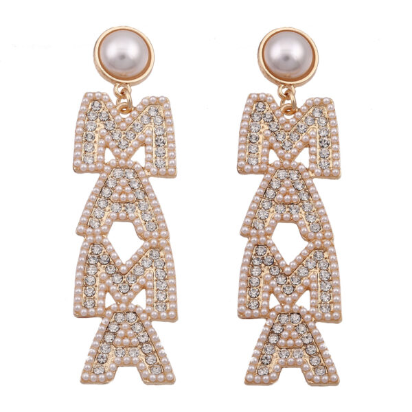 Wholesale MAMA Mother's Day Diamond Pearl Earrings