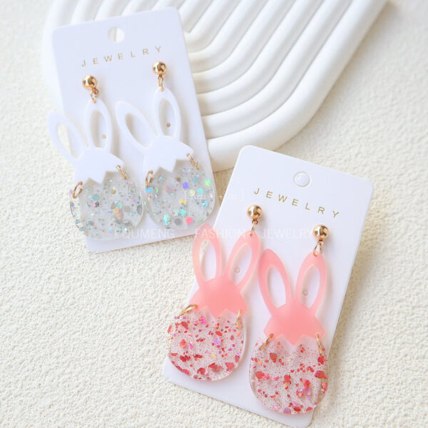 Wholesale Easter Egg Cute Rabbit Transparent Egg European and American Earrings