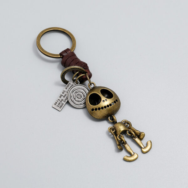 Wholesale Halloween Skeleton Pendant Cowhide Leather Keychain