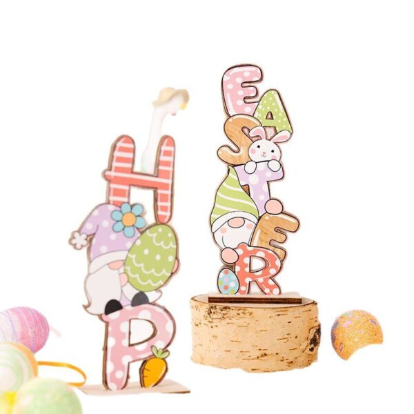 Wholesale Easter Letter Dwarf Rabbit Easter Egg Wooden Parts