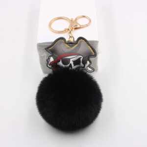 Black / Pirate fur ball pendant