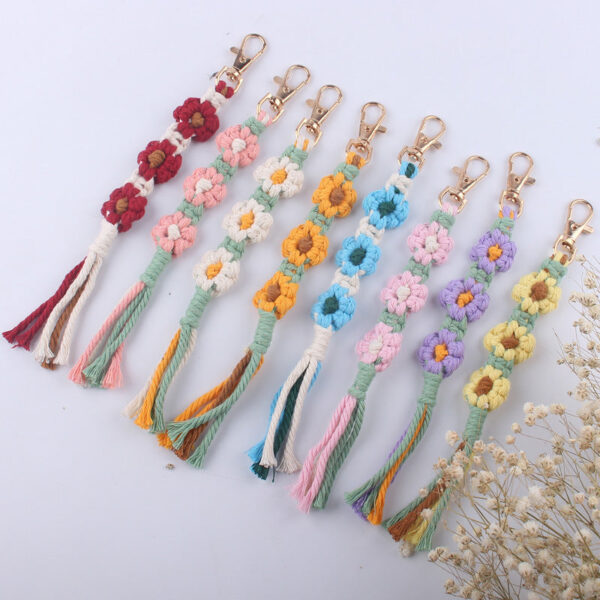 Wholesale Cotton Rope Handwoven Flower Keychain