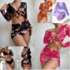 Wholesale Four-piece Set Split Printed Mesh Long Sleeve Swimwear