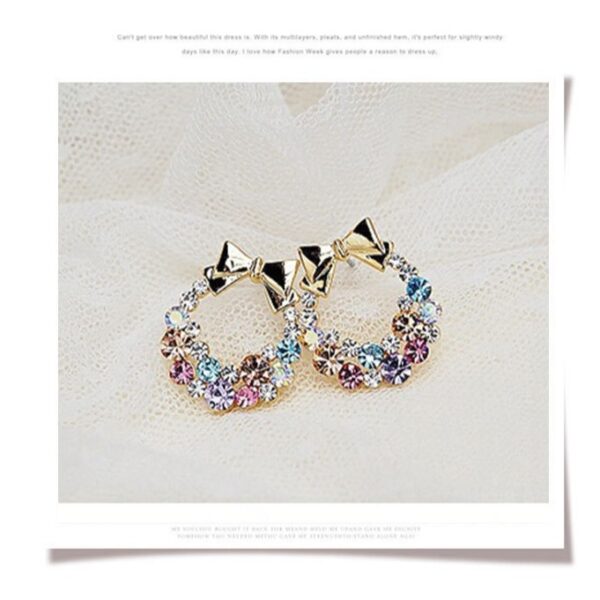Wholesale Colored Diamonds Bows Alloy Earrings