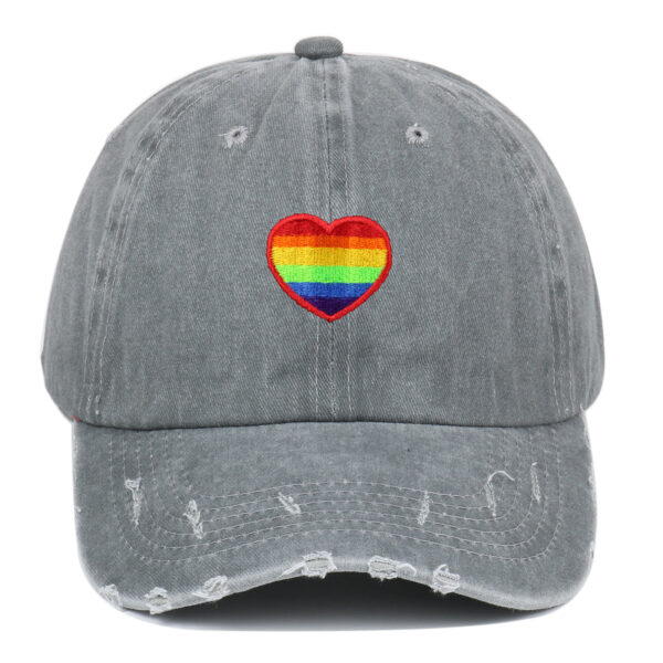 Wholesale Cotton Rainbow Heart Embroidery Baseball Cap