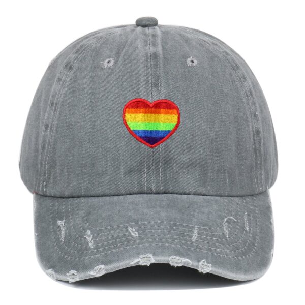 Wholesale Cotton Rainbow Heart Embroidery Baseball Cap