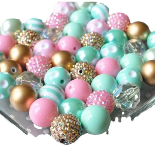 Wholesale 50pcs/pack Mint Green 20MM Acrylic Large Beads Bubblegum Beads