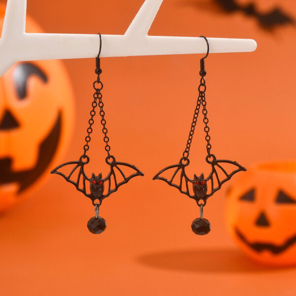 Wholesale Halloween Gothic Black Bat Alloy Earrings