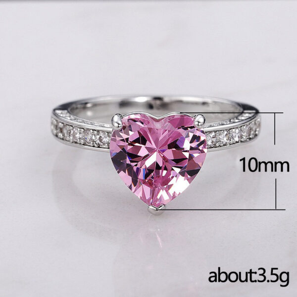 Wholesale Inlaid Heart Shape Pink Diamond Zircon Ring OLY-RS-Caoshi001