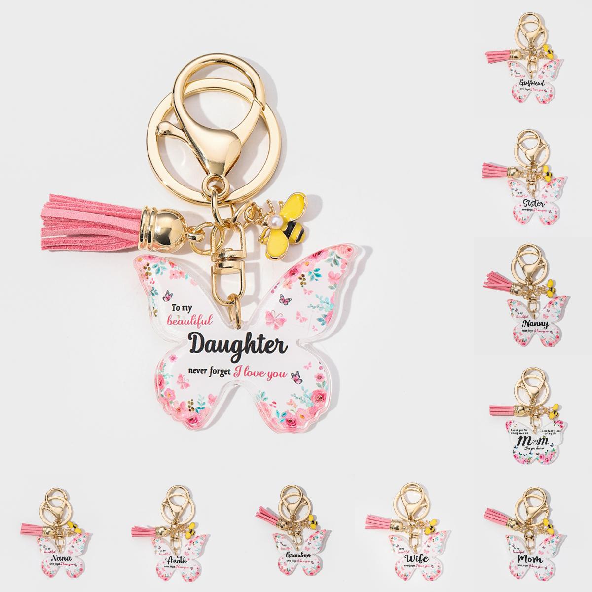 Wholesale Butterfly Shape Acrylic MOM Pendant Key Chain