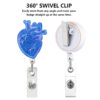 Wholesale Heart Glitter Doctor Nurse Badge Clip Retractable Badge Reel Acrylic Keychain