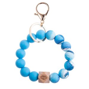 1 Blue Wave silicone bead lobster bracelet keychain