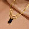 O1CN01JKZato1TS5XXYEV5C_3476002380-0-cib Wholesale Stainless Steel Geometric Black Square Double Layer Necklace