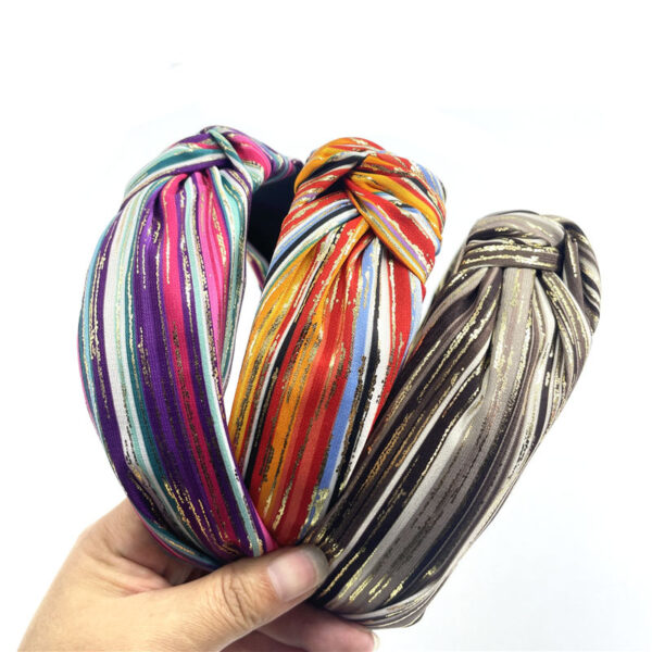 Wholesale New Style Headband Retro Ethnic Style Knotted Striped Color Matching Wide Brimmed French Headband