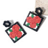 Wholesale Vintage Square Rose Alloy Earrings