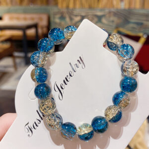 Navy Blue Yellow Double Color Glass Bracelet