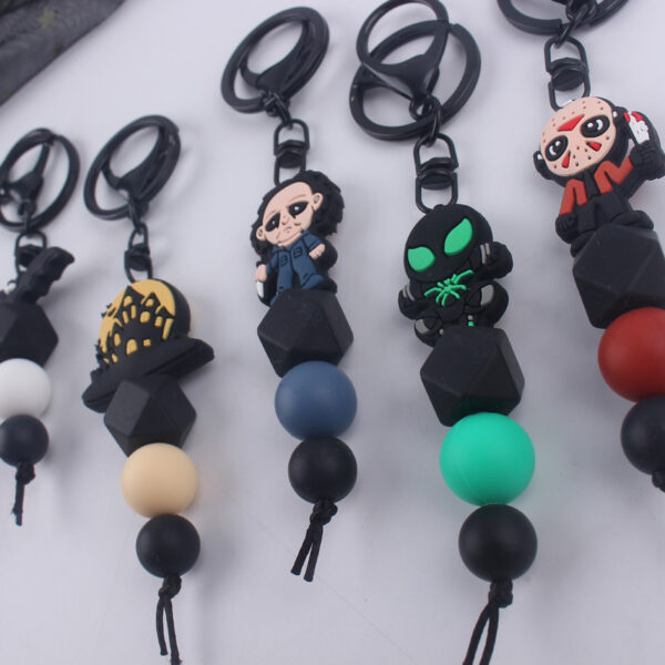 Wholesale Halloween BOO Bat Silicone Handmade Beaded Keychain