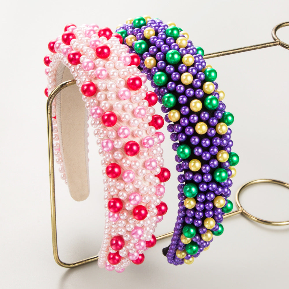 Wholesale Valentine's Day High Skull Snge Pearl Wide Brimmed Headband