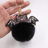 Wholesale Halloween PU Leather Bat Fur Ball Keychain