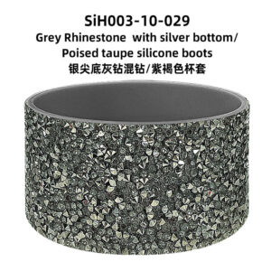 Silver pointed bottom gray diamond mixed diamond/purple brown cup sleeve