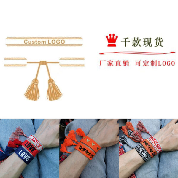 Wholesale Cord Logo Letter Love Woven Tassel Bracelet