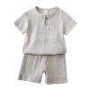 O1CN01JVlCQO2AkQnM9Ovne_2148418241-0-cib Wholesale Baby Cotton Linen Button Short Sleeve T-Shirt Shorts Thin Two-piece Set