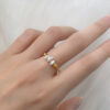 Wholesale Twist Natural Pearl Titanium Steel Ring