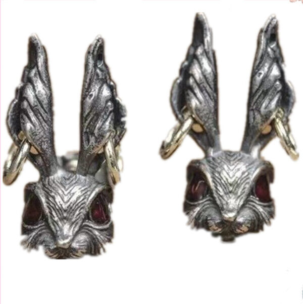 Wholesale Gothic Copper Red Eye Rabbit Earrings