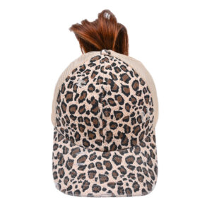 Brown leopard print-ponytail cap / Free size
