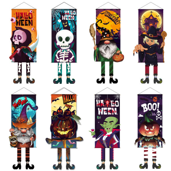 Wholesale Halloween Long Legs Dangling Elf White Ghost Hanging Flag Garden Non-woven Outdoor Banner