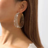 Wholesale Retro Exaggerated Multi-layered Circle Full Diamond Earrings