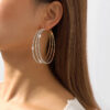 Wholesale Retro Exaggerated Multi-layered Circle Full Diamond Earrings