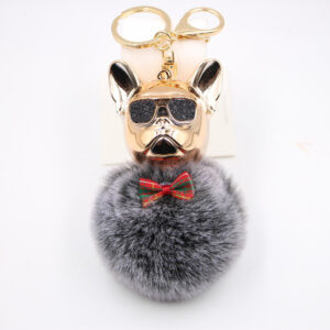 Two-tone black / Cool Dog fur ball keychain