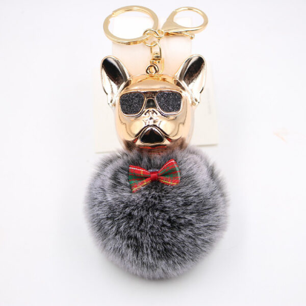 Wholesale New Creative Sunglasses French Dou Plush Ball Keychain