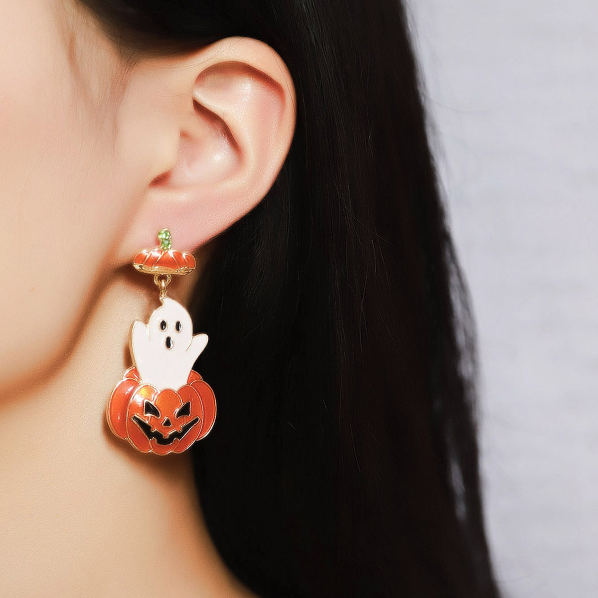 Wholesale Oil ip Cute Cartoon Ghost Pumpkin Earrings