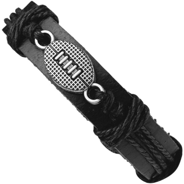 Wholesale Sports Leather Football Basketball Hockey Alloy Adjustable Hand Woven Football Leather Bracelet