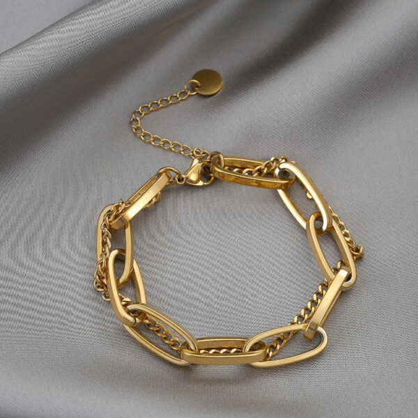 Wholesale Thick Chain Double Layer Titanium Steel 18K Gold Bracelet