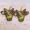 Wholesale Vintage Wooden Western Bullhead Sunflower Bohemian Earrings