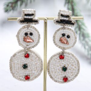1 pair of rice beads snowman ear studs